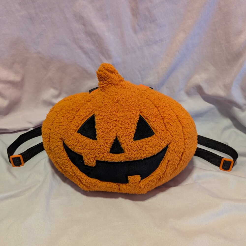 Handmade Plush Jack-O-Lantern backpack